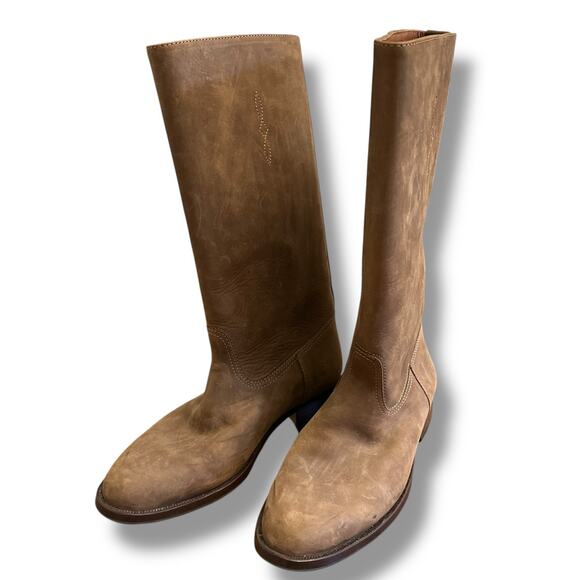 Arandu Argentina Handmade Brown Leather Riding Boots Tall 15” Women’s US 11.5-12 - Picture 11 of 12